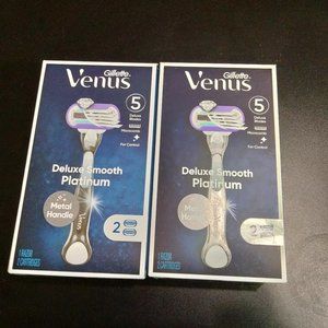 2pkgs Gillette VENUS RAZORS (Metal Handle (1) + 5 Blade Cartridges (2) each)